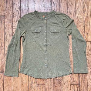 Carhartt Top Womens Long Sleeve Button Up Crew Neck Shirt